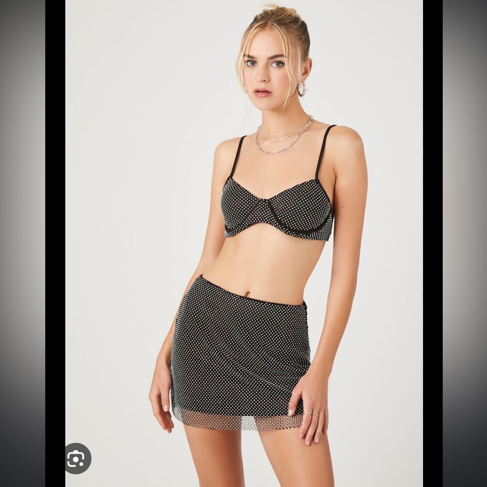 rhinestone bralette & skirt set